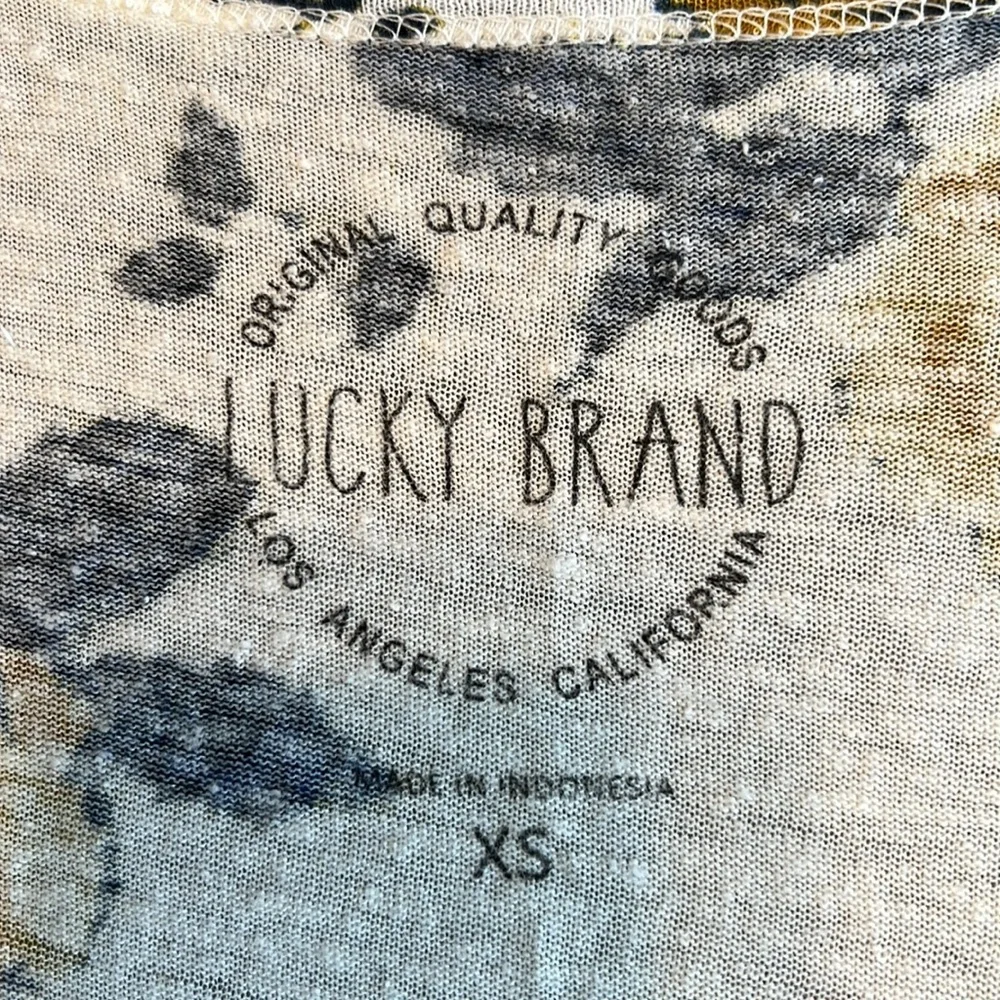 Lucky Brand Linen Blend Short Sleeve Floral Tunic - Picture 2 of 12